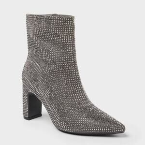 A New Day Women's Gloria Rhinestones Boots - Silver 11 Wide NWT